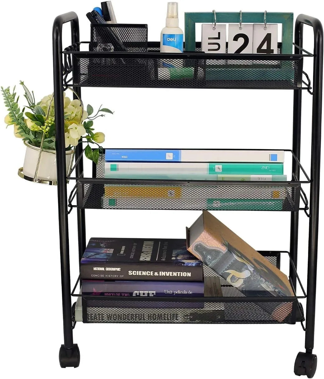 3-Tier Mesh Rolling Cart