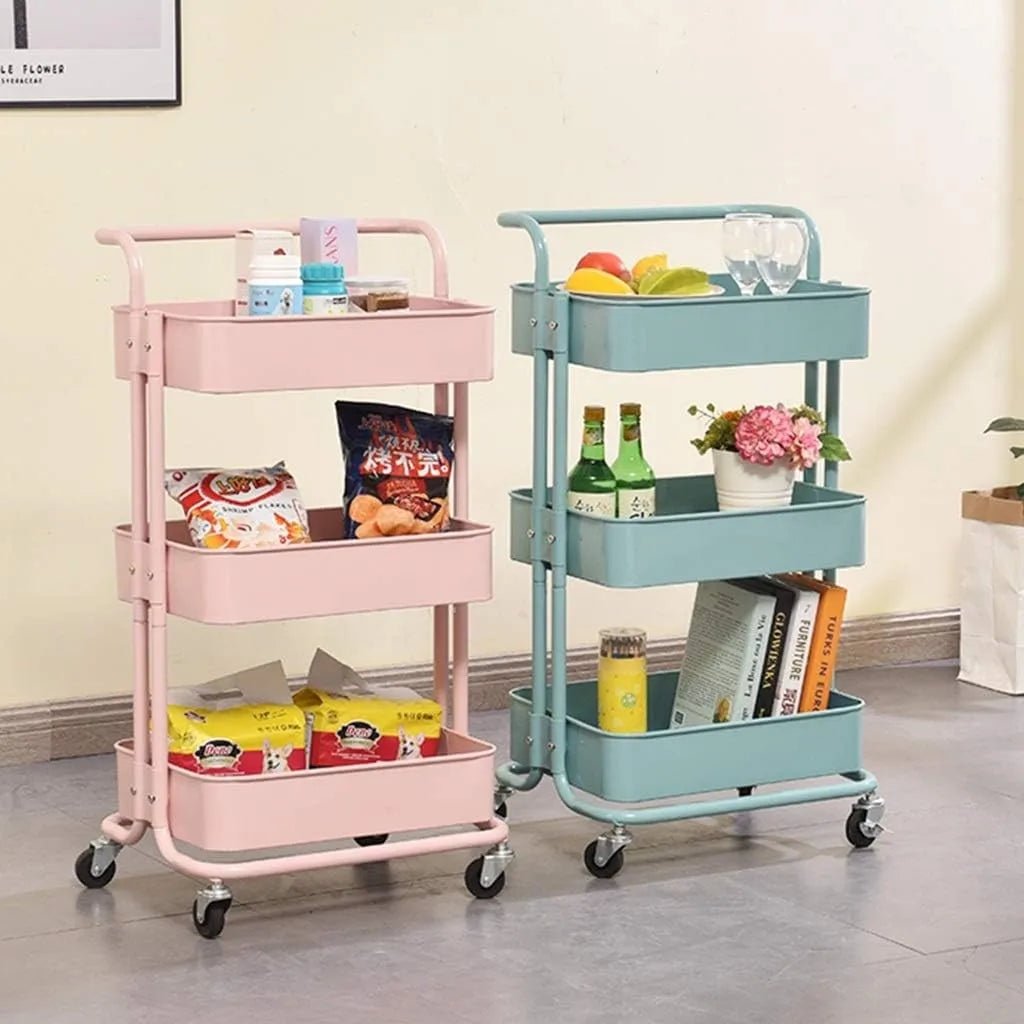 3-Tier Metal Rolling Cart