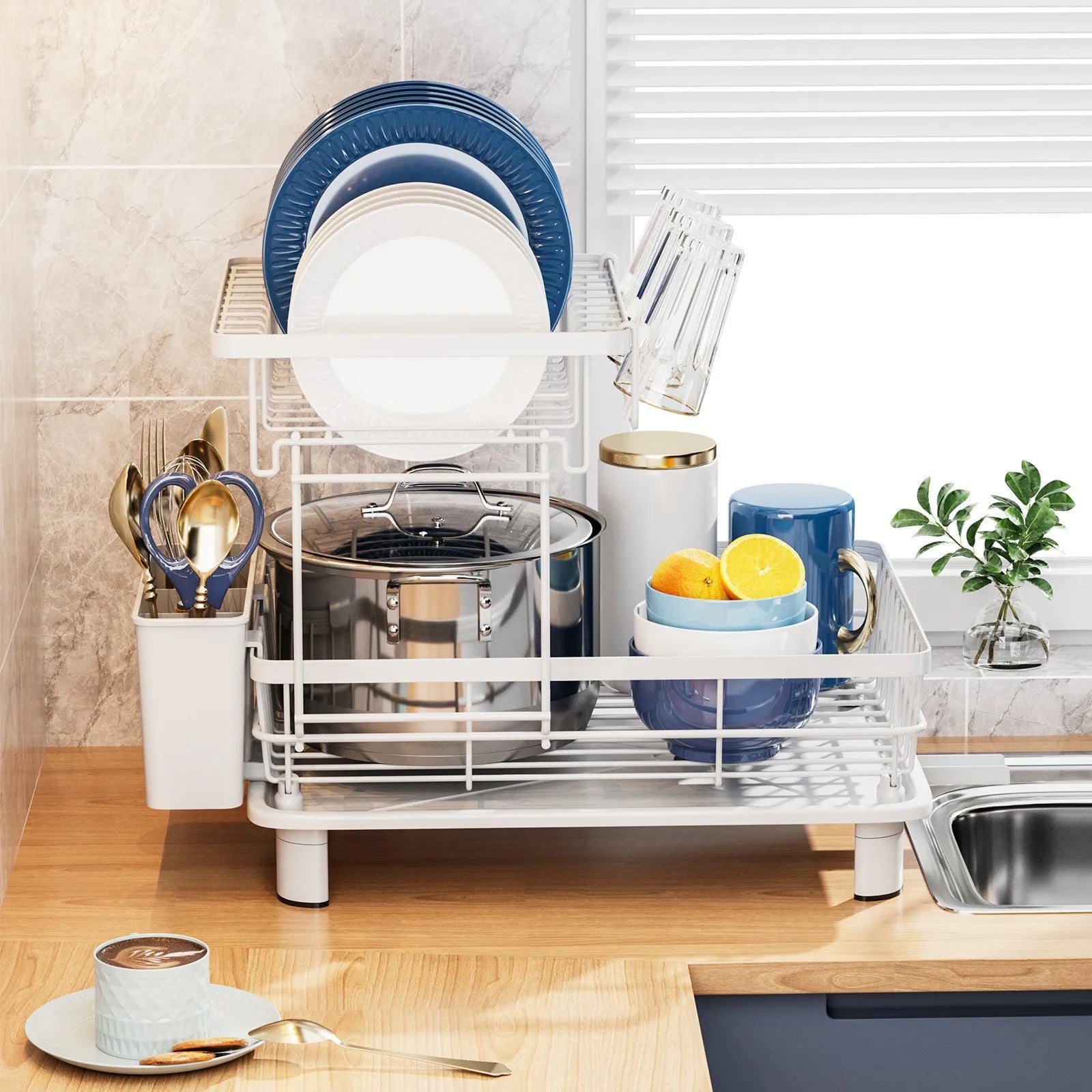 White 2-Tier Dish Rack