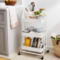 3-Tier White Rolling Cart